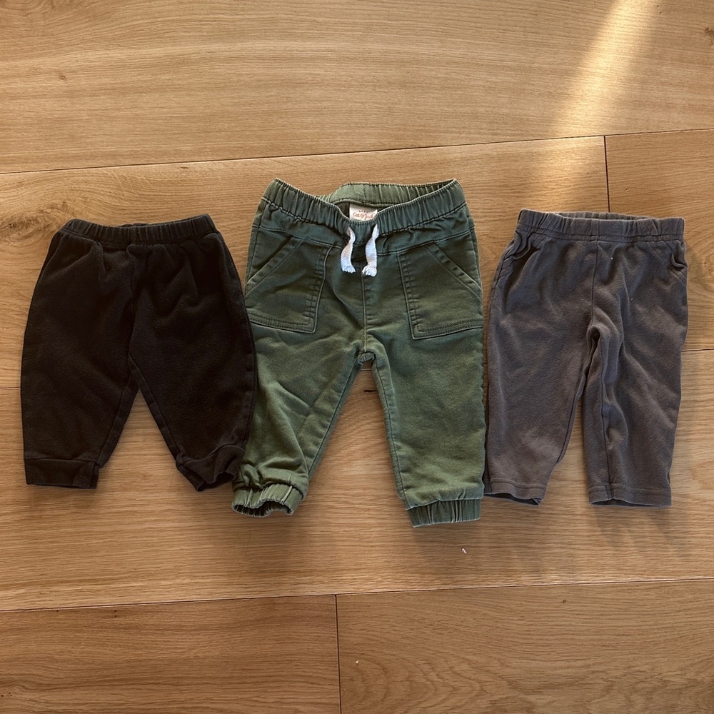 Baby Pants Set - Black, Green, and Gray